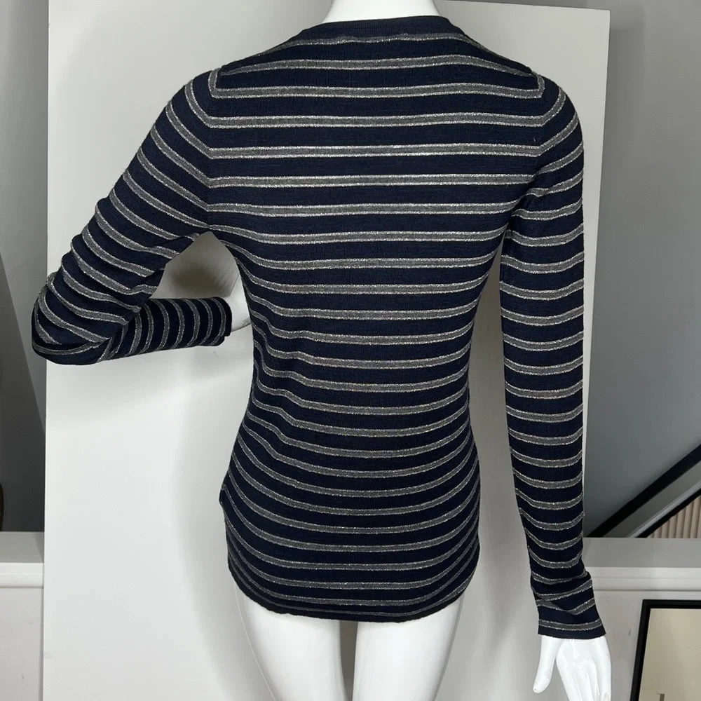 Brunello Cucinelli Sz L Virgin Wool Cashmere Long Sleeve T-Shirt Fitted Sweater